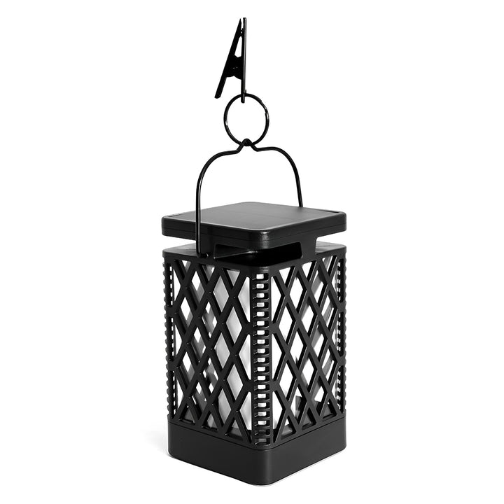 LUMIRO 2 Pack Flickering Flame Solar Garden Pendant Lights - Realistic Flames