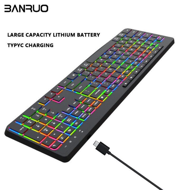 Bluetooth Rechargeable RGB Backlit Wireless Keyboard & Mouse Set 109 Key