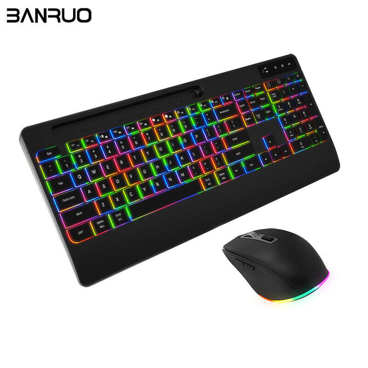 Bluetooth Rechargeable RGB Backlit Wireless Keyboard & Mouse Set 109 Key