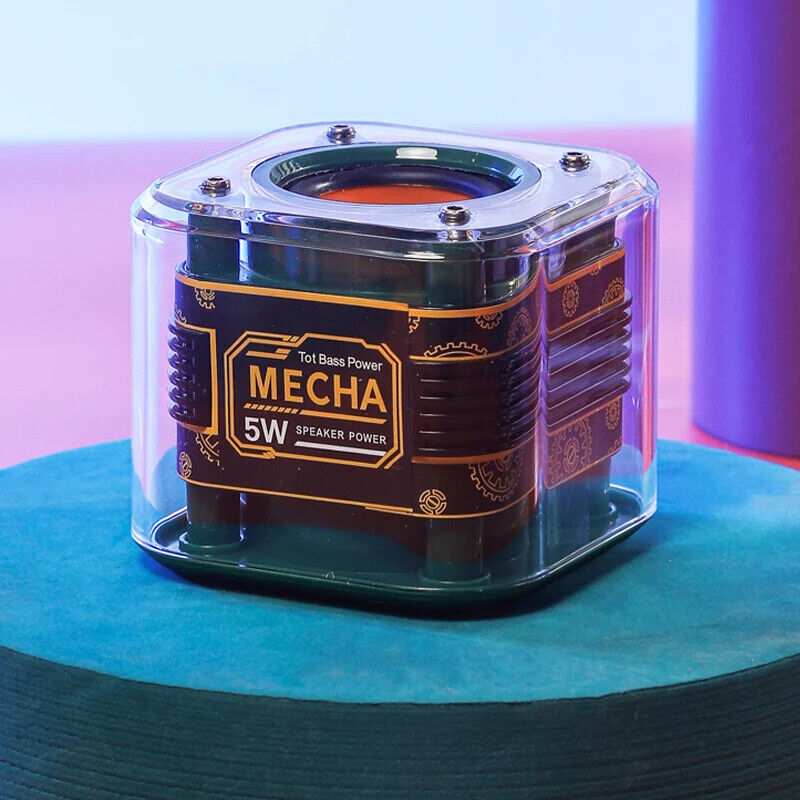 Mini Transparent Bluetooth Speaker Mecha Style HiFi Sound Wireless TWS Music Box