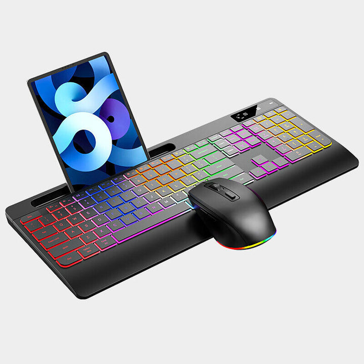 Bluetooth Rechargeable RGB Backlit Wireless Keyboard & Mouse Set 109 Key