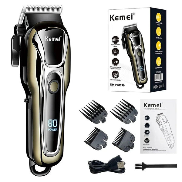 Kemei KM-PG1990A USB Rechargeable Electric Hair Clipper Professional Cordless